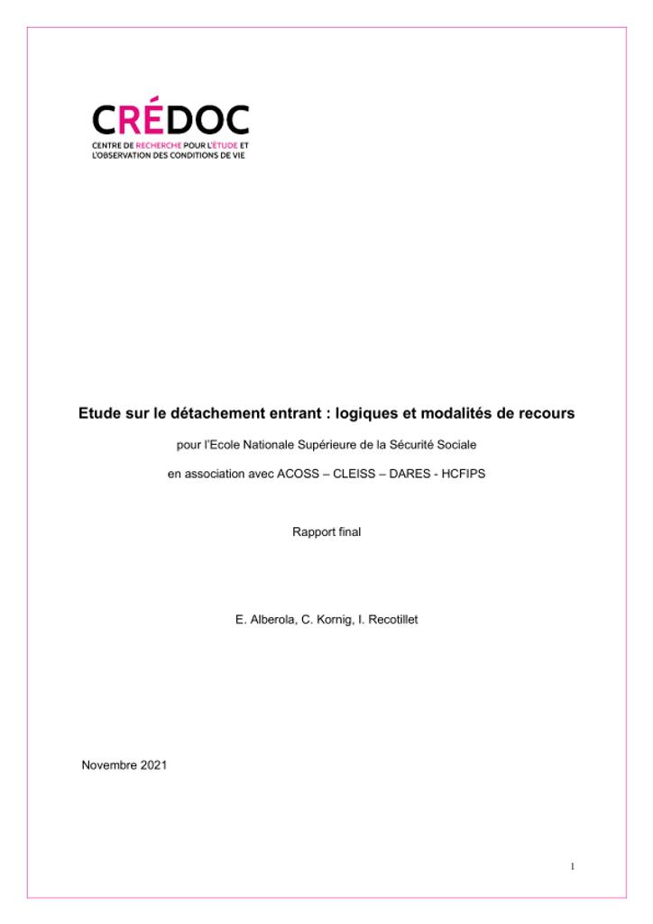 Etude sur le détachement entrant : logiques et modalités de recours